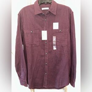 Sonoma Super Soft Flannel Men's Dark Red Casual Button Down Shirt size L